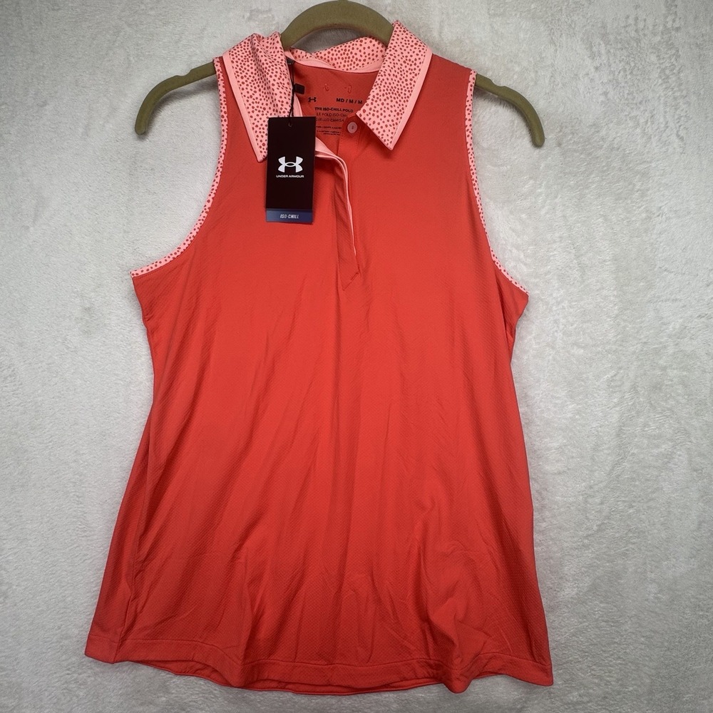 Under Armour Iso-Chill Polo Tank Top Women's M Pink Golf Tennis Athletic